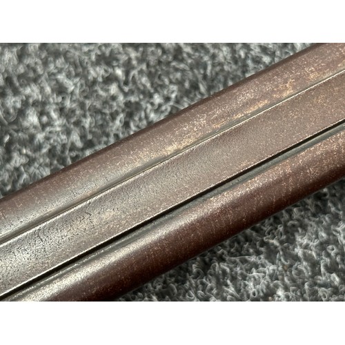 2438 - Percussion Cap Double Barrel Shotgun with 695mm long Damascus barrels. English Proof marks to unders... 