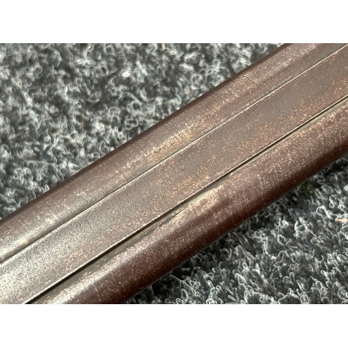 2438 - Percussion Cap Double Barrel Shotgun with 695mm long Damascus barrels. English Proof marks to unders... 