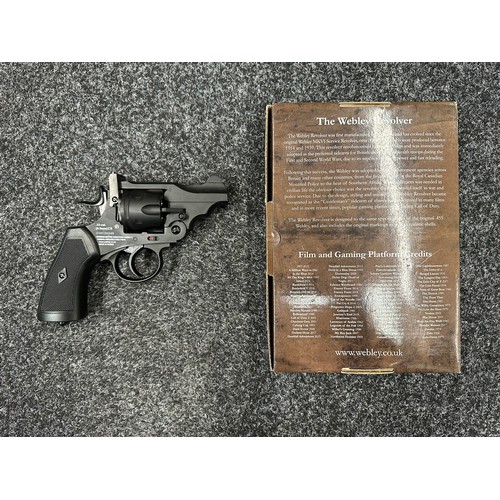 2439 - Airsoft Webley MKVI Pistol in .22 Cal with 2.5 inch barrel. Serial number 21H120348. Overall length ... 