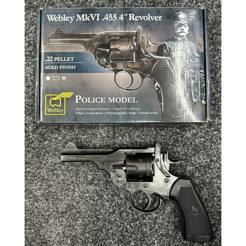 2440 - Airsoft Webley MKVI in .22 cal with 4 inch barrel. Police model. Aged finish. Serial number 21H11869... 