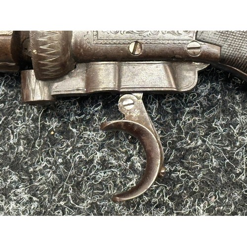 2445 - A scarce Cooper's patent six barrel self cocking pepperbox revolver, circa 1845. This example featur... 