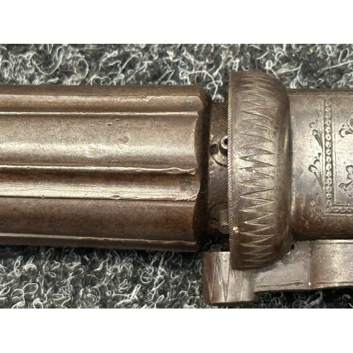 2445 - A scarce Cooper's patent six barrel self cocking pepperbox revolver, circa 1845. This example featur... 