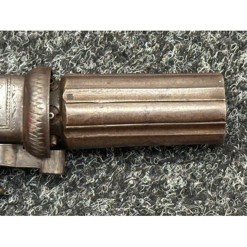 2445 - A scarce Cooper's patent six barrel self cocking pepperbox revolver, circa 1845. This example featur... 