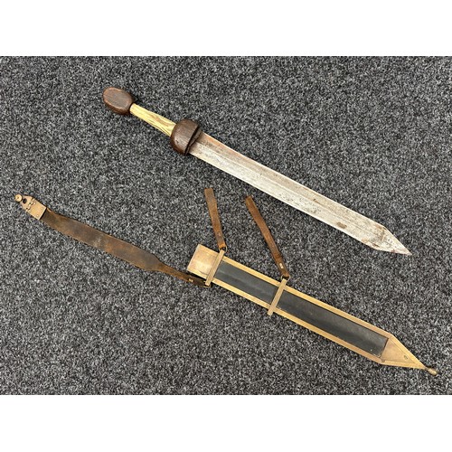 2406 - Reproduction Roman Gladius Short Sword with double edged blade 480mm in length. Wooden guard, resin ... 