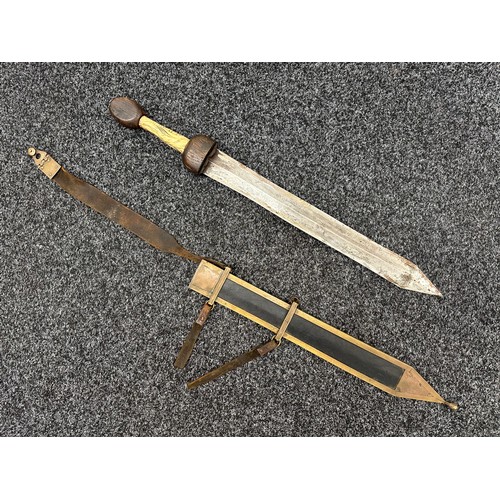 2406 - Reproduction Roman Gladius Short Sword with double edged blade 480mm in length. Wooden guard, resin ... 