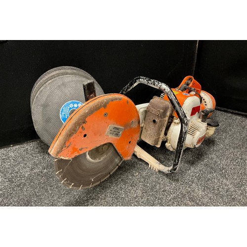 71 - A Stihl petrol TS350 super saw, diamond cutting wheel and 16 other Sait, Ensure and other disks