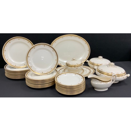 72 - An extensive Bridgwood Staffordshire twelve setting dinner service, inc oval meat platter, two small... 