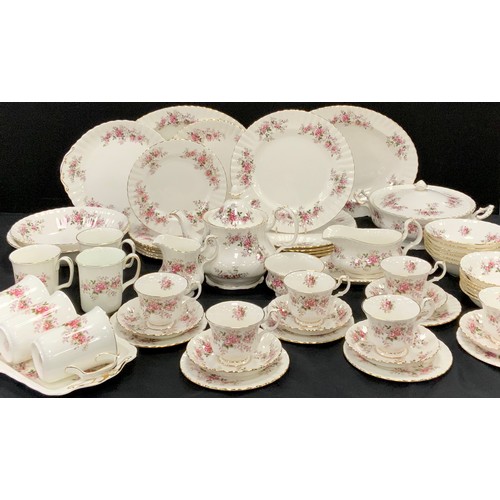 79 - Royal Albert ‘Lavender Rose’ table service for six comprised of; two meat dishes, two picnic plates,... 