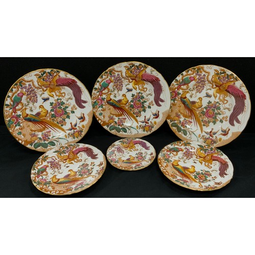 4 - Royal Crown Derby ‘Olde Avesbury’ pattern plates, two 27cm dia, two 22cm dia, another, 16cm dia, fir... 