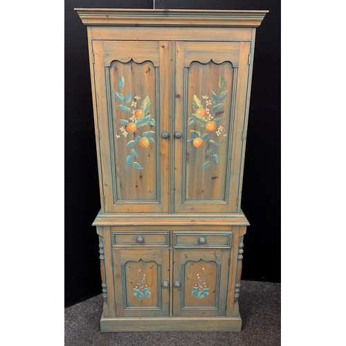 93 - A painted pine Dresser cabinet, 190cm high x 91cm wide x 42cm deep.