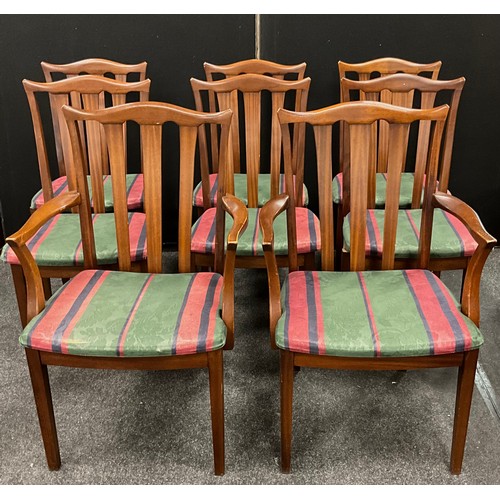 127 - A set of eight G-plan dining chairs, two carvers and six chairs (the seat pads have been removed as ... 