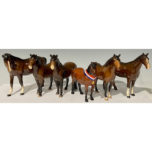 86 - A Beswick model, of a Dartmoor pony, Another Bunch, 15cm high; others, Exmoor pony, New Forest pony,... 