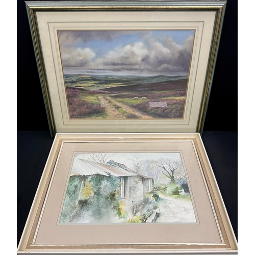 199 - Holloway (British school, 20th century), Heath at Dartmoor, signed, soft pastel on paper, 46cm x 61c... 