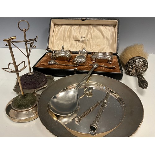 253 - Silver & Silver plate - a Edwardian silver hatpin stand, Birmingham 1905, another Chester 1904, the ... 