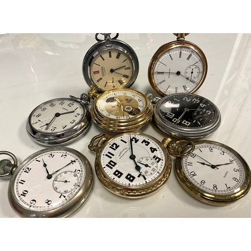 262 - Watches - British Rail pocket watch, BR (M), serial number 21474, white dial, Arabic numeral, subsid... 