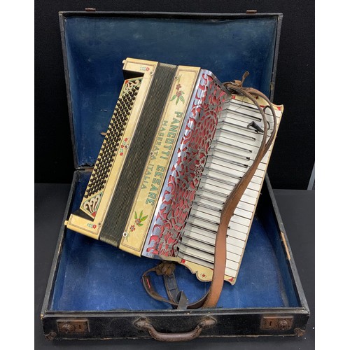 163 - An Italian Pancotti Cesare accordion, Macerata Italia, cream mother of pearl effect case, 43 keys, 1... 