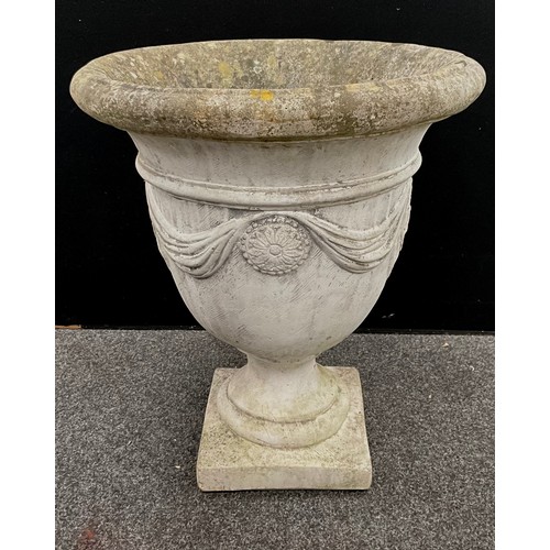 207 - A reconstituted stone campagna shaped urn planter, 66.5cm high x 59cm diameter.