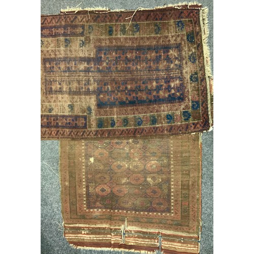 165 - A Persian Baluch style woollen prayer rug, 132cm x 90cm;  another, Persian woollen rug, central pane... 