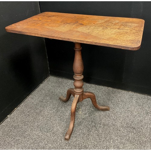 116A - A george III rectangular tilt top side table, turned column, tripod feet, 69cm high, 71cm x44.5cm, c... 