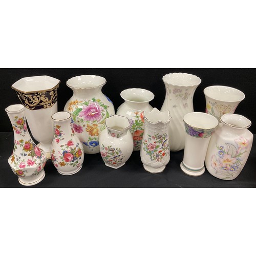 38A - Decorative ceramics - Royal Doulton Louisa HN5223 vase, 21cm high, another Olivia HN5224, Aynsley Pe... 