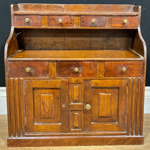 602 - Miniature Furniture - an 17th century style low dresser, 47cm high, 55cm wide, 18cm deep