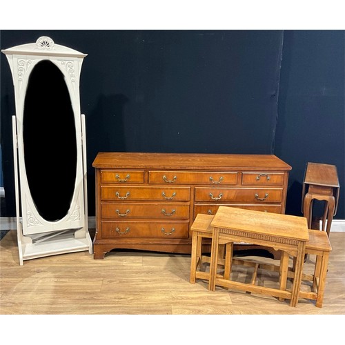 625 - A George III style chest, of Lancashire proportions and nine drawers, 75.5cm high, 152.5cm wide, 45.... 