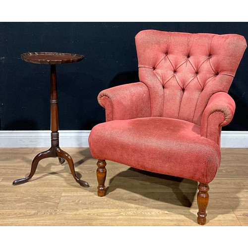 645 - A contemporary Victorian style club chair, 82cm high, 71cm wide, the seat 49cm deep; a George II sty... 