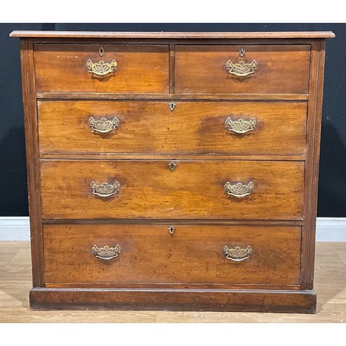 655 - An early 20th century walnut chest, of two short and three long graduated drawers, 100cm high, 106.5... 