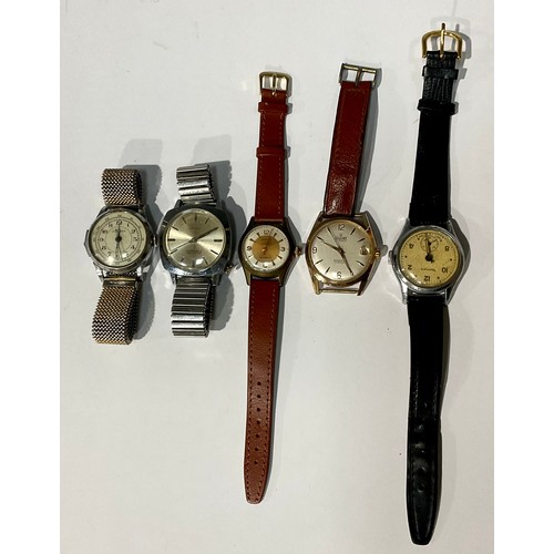 564 - A collection of vintage wristwatches, Newmark, Allaine, Janru, Solora and Ramino (5)