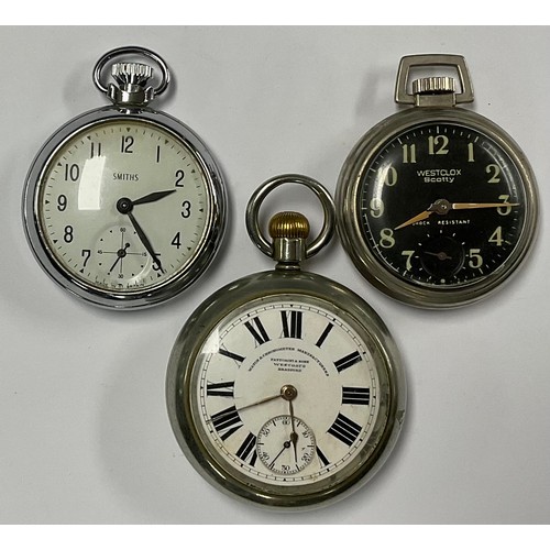 589 - An open face pocket watch, Fattorini  & Sons, Westgate, Bradford, American Waltham Watch Co, Denniso... 