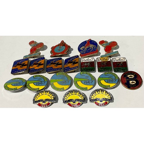 595 - A collection of 1960's Butlins enamel pin badges, including Beavers Club, Minehead, Barry Island, et... 