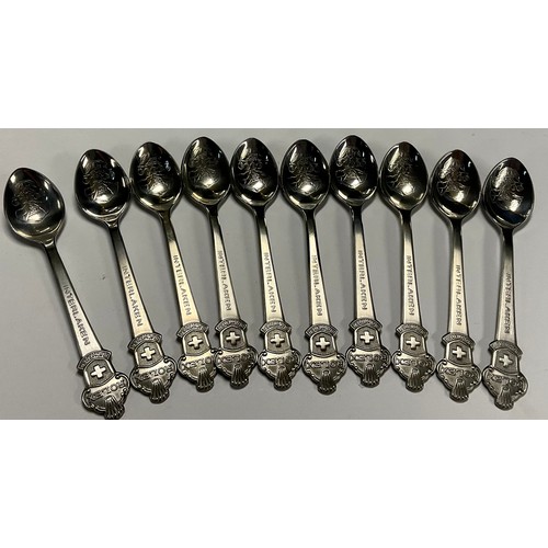 596 - A set of ten stainless steel Bucherer of Switzerland Rolex Interlaken teaspoons, 11cm