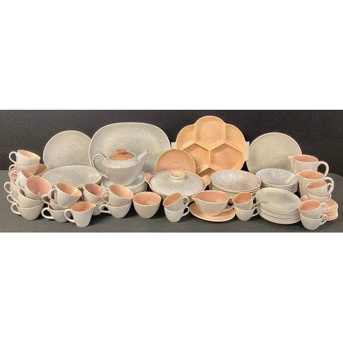 687 - A Poole 'Pebble' pattern two tone part dinner, tea and coffee set, mid-20th century; qty