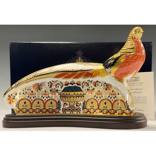 19 - A Royal Crown Derby paperweight, The 250 Collection Golden Pheasant, signature edition designed by J... 