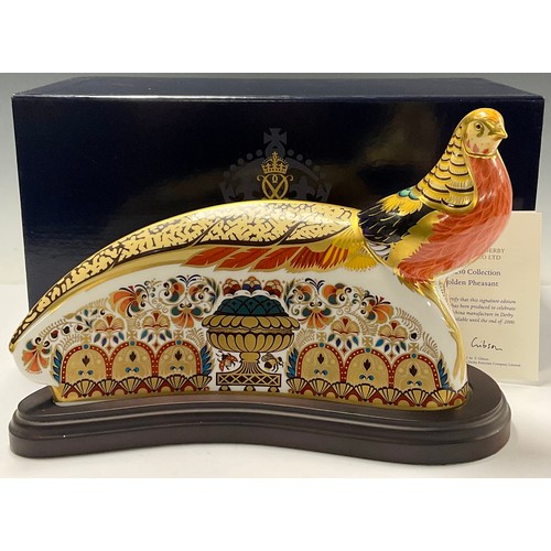 19 - A Royal Crown Derby paperweight, The 250 Collection Golden Pheasant, signature edition designed by J... 