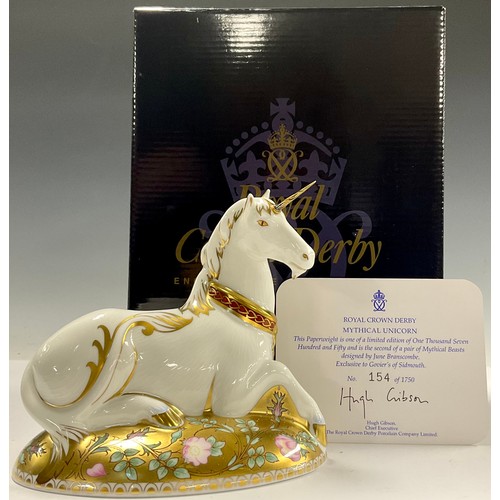 20 - A Royal Crown Derby paperweight, Mythical Unicorn, the second in a pair of Mythical Beasts exclusive... 