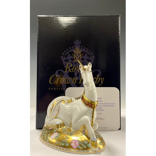 20 - A Royal Crown Derby paperweight, Mythical Unicorn, the second in a pair of Mythical Beasts exclusive... 