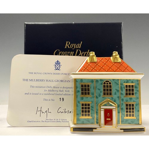 45 - A Royal Crown Derby miniature model house, The Mulberry Hall Georgian Dolls House,  designed exclusi... 