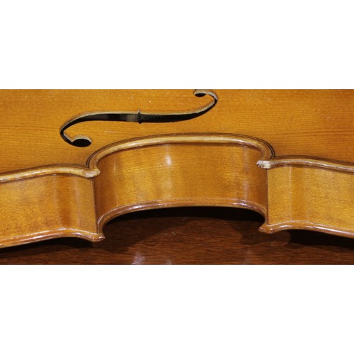 705 - A viola, by Franz Kirschnek, West Germany, the two-piece back 40.5cm excluding button, ebony tuning ... 