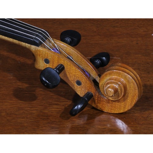 705 - A viola, by Franz Kirschnek, West Germany, the two-piece back 40.5cm excluding button, ebony tuning ... 