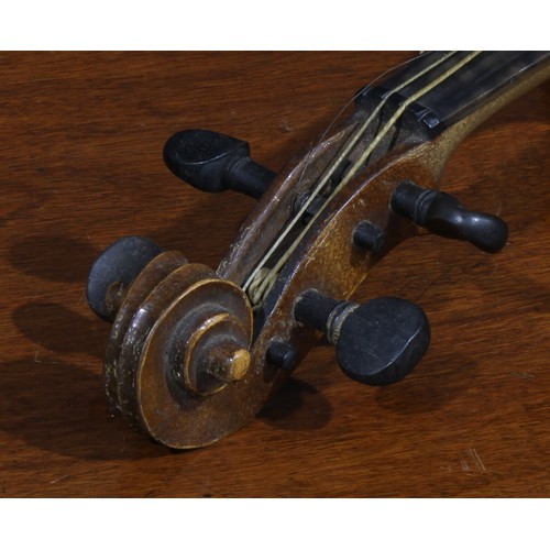 711 - Musical Instruments - a violin, the two-piece back 35.5cm excluding button, ebonised tuning pegs, ou... 