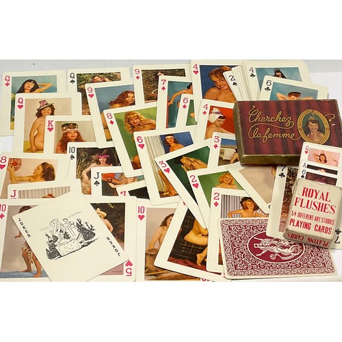 745 - A set of large size Cherchez La Femme glamour/pin-up playing cards; a set of Royal Flushes Art Studi... 