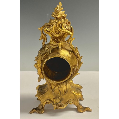 750 - A late 19th century Louis XVI Revival rococo gilt metal clock case, 28cm high, c.1890