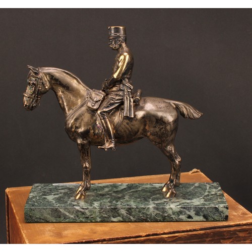 769 - French School (early 20th century), a silvered equestrian bronze, of Marshal Joseph Joffre, 26cm hig... 