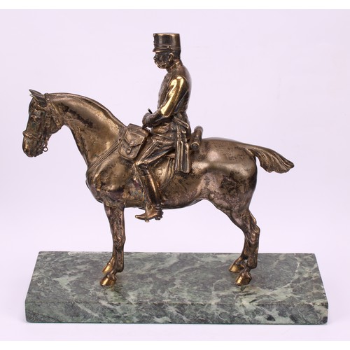 769 - French School (early 20th century), a silvered equestrian bronze, of Marshal Joseph Joffre, 26cm hig... 