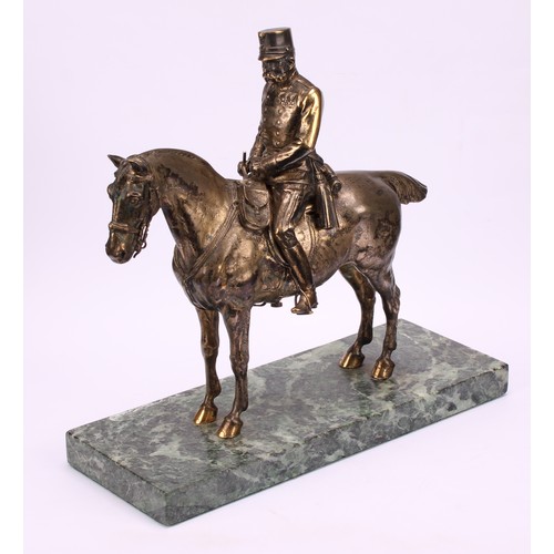 769 - French School (early 20th century), a silvered equestrian bronze, of Marshal Joseph Joffre, 26cm hig... 