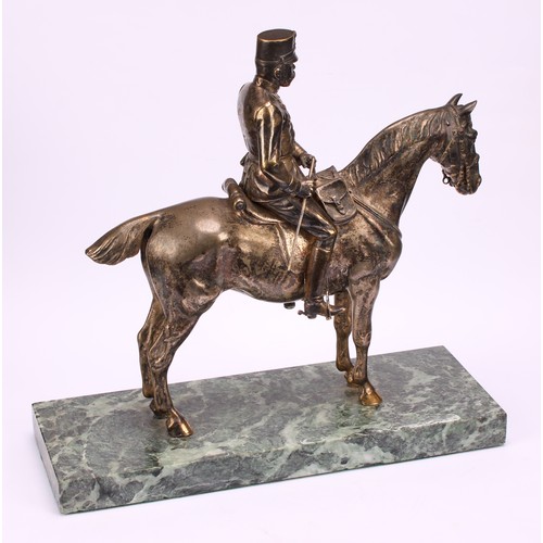 769 - French School (early 20th century), a silvered equestrian bronze, of Marshal Joseph Joffre, 26cm hig... 