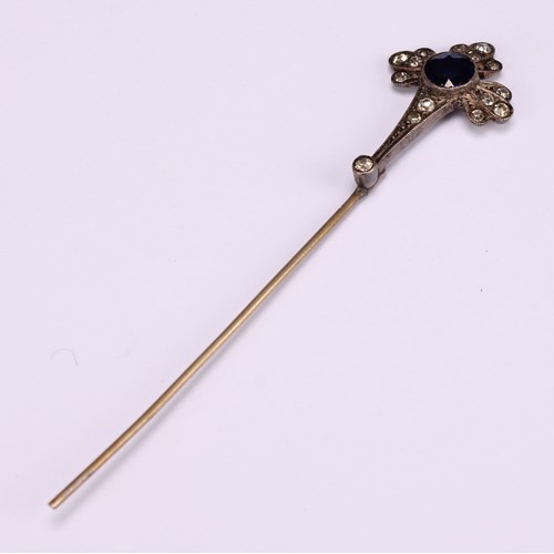 565A - Stick Pins - a silver horseshoe stick pin; a silver and turquoise stick pin in the form of a fruit; ... 