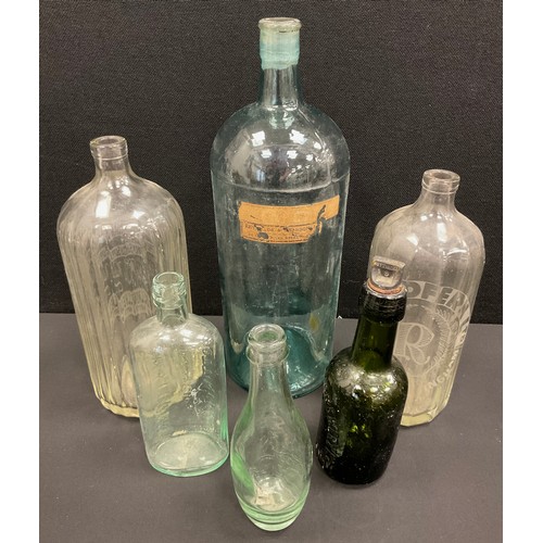 56 - 19th century glass bottles including; Nottingham Direct Family Supply Table water, 27cm high, A.H.Re... 