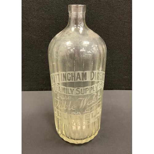 56 - 19th century glass bottles including; Nottingham Direct Family Supply Table water, 27cm high, A.H.Re... 